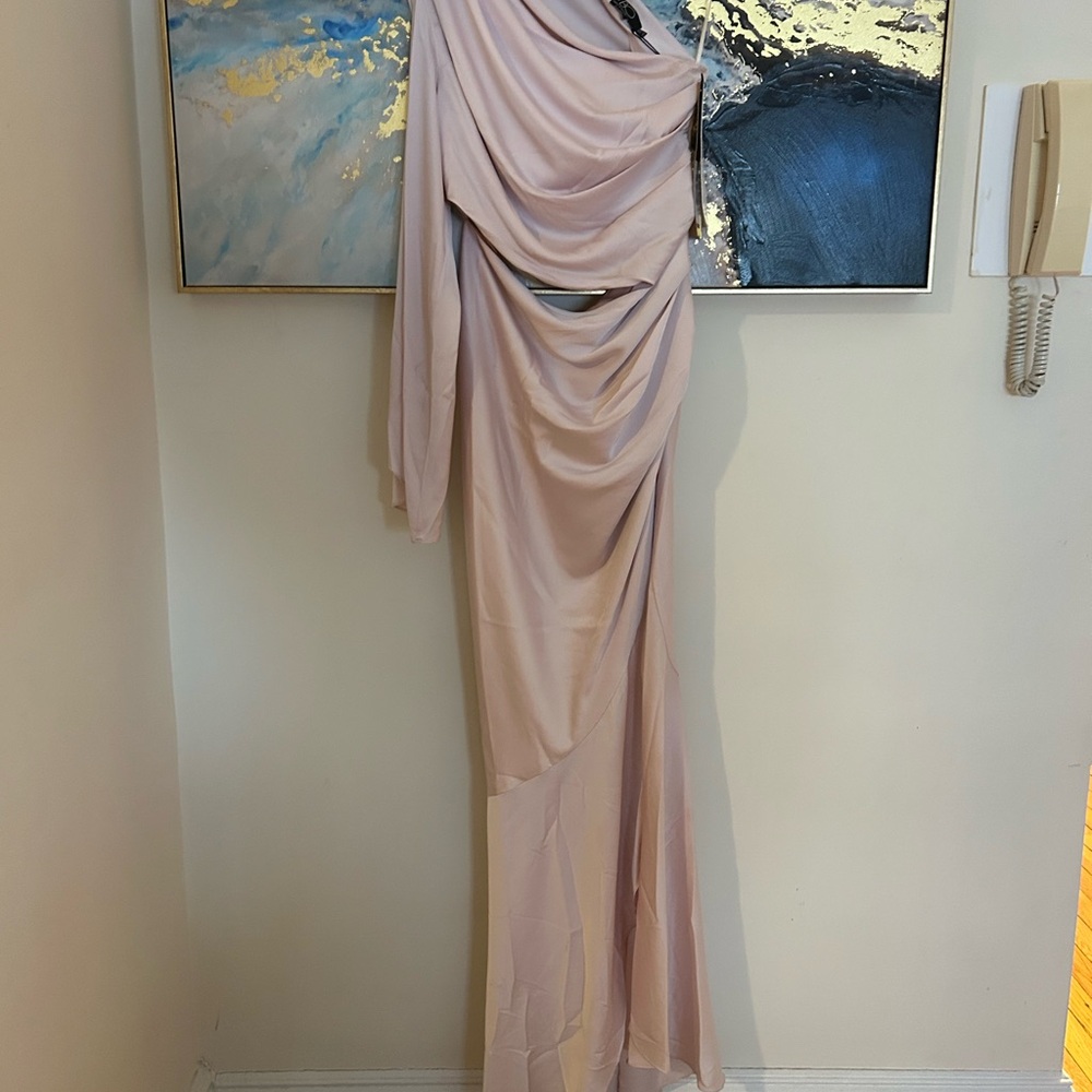 NwT PatBo one shoulder draped maxi dress